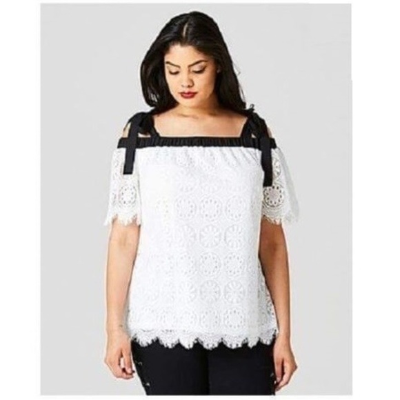 SIMPLY BE LACE BARDOT TOP - WHITE PLUS SIZE 20W (BRAND NEW) - Picture 1 of 3